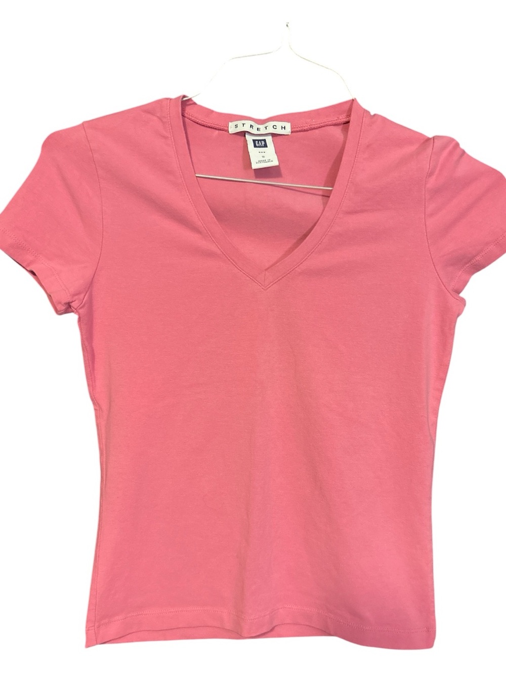GAP Cotton Pink V-Neck Stretch Tee